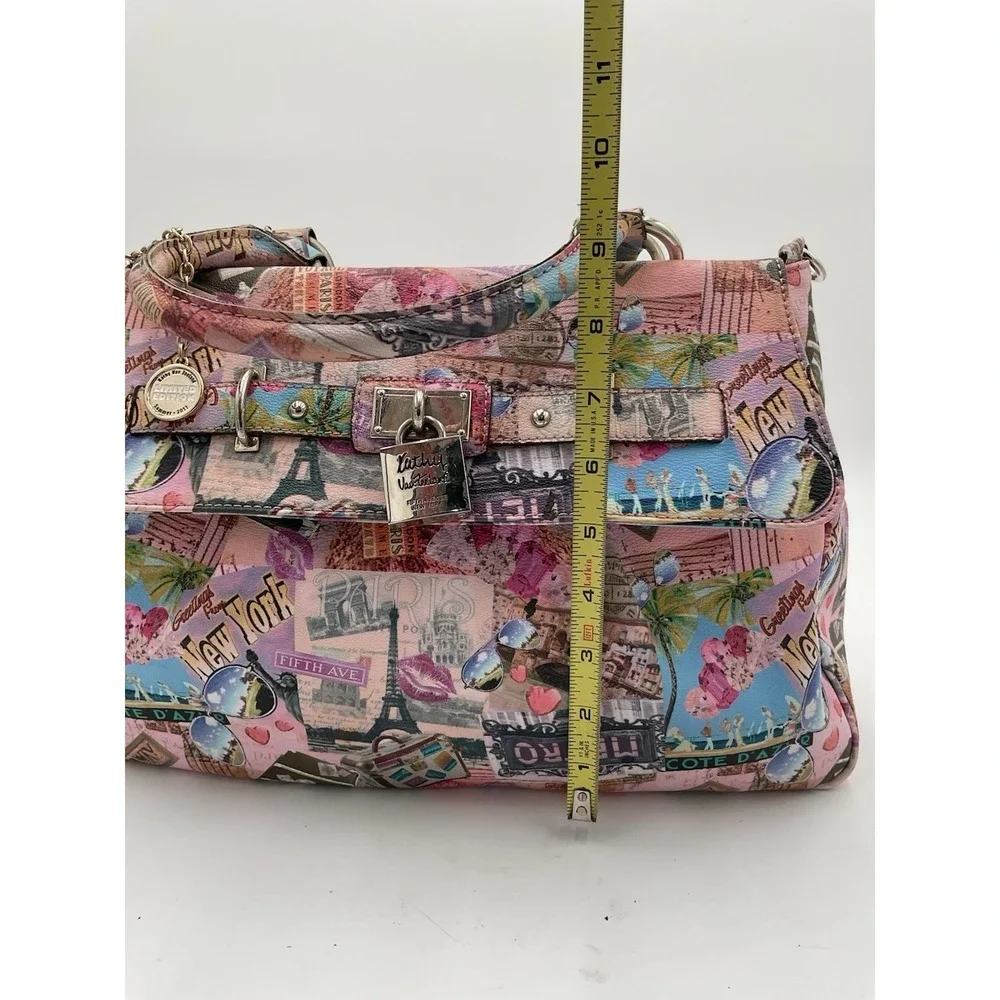 Kathy Van Zeeland Limited Edition Satchel Travel  Print Y2K Bag Pink With Charms